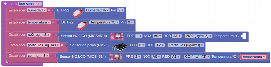 Función leer sensores de Educacont