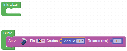 Programa para rotar el servo 90º