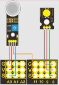 Botón derecho y sensor gas MQ-2
