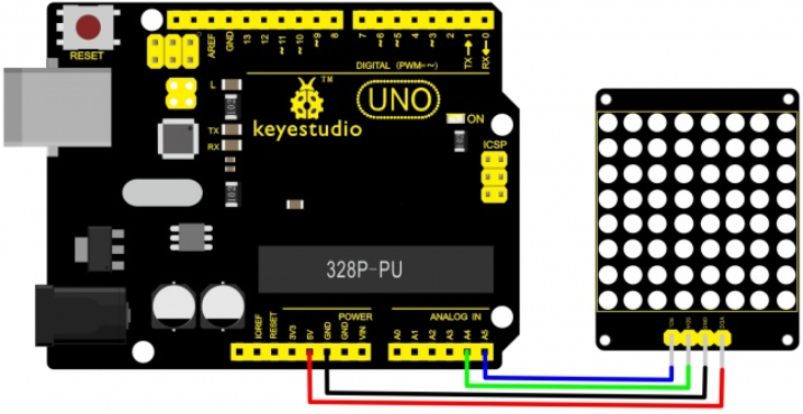 Conexión entre matriz y placa UNO