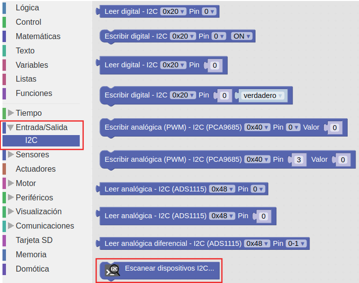 Menu I2C